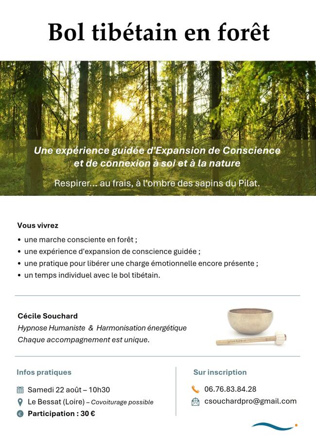 Expérience en forêt et bol tibétain_Le Bessat