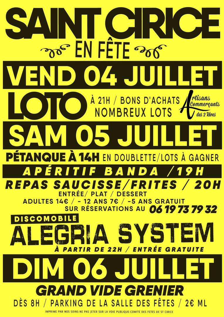 Saint-Cirice en Fête – Loto, repas, animations et vide-grenier_Saint-Cirice