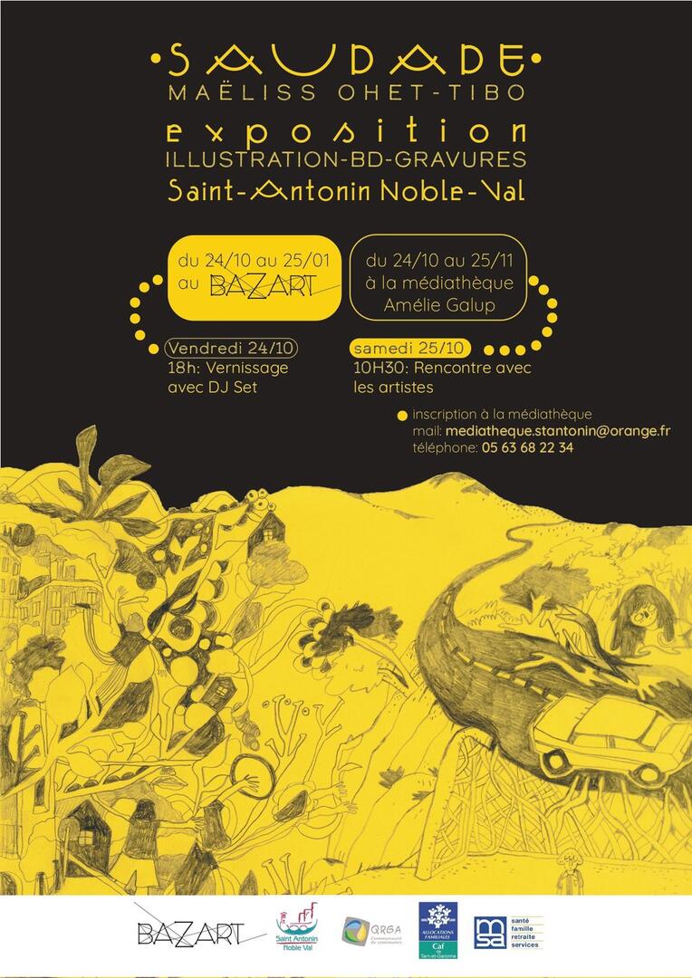 Exposition "Saudade" des artistes Maëliss Ohet et Tibo à la médiathèque_Saint-Antonin-Noble-Val