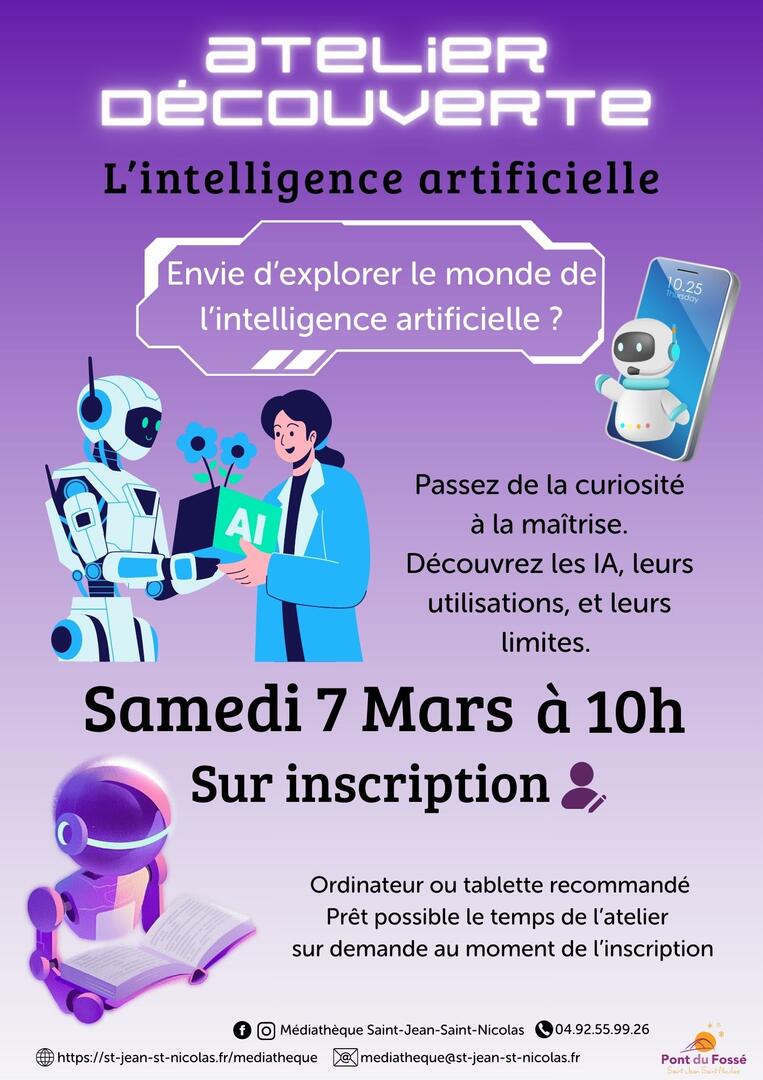 Atelier numérique - Découverte de l'Intelligence artificielle_Saint-Jean-Saint-Nicolas
