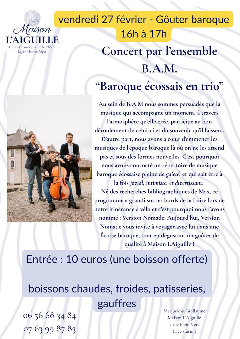 Goûter et musique baroque en trio à Laye