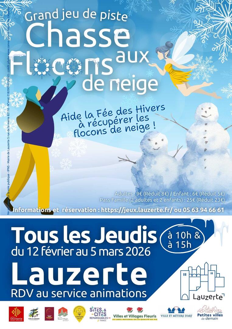 jeu de piste chasse aux flocons de neige à la cité médiévale de Lauzerte