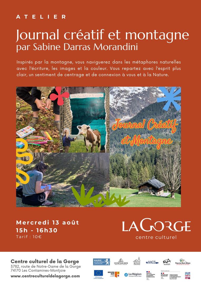 Atelier Journal créatif et montagne avec Sabine Darras Morandini au Centre Culturel de la Gorge_Les Contamines-Montjoie
