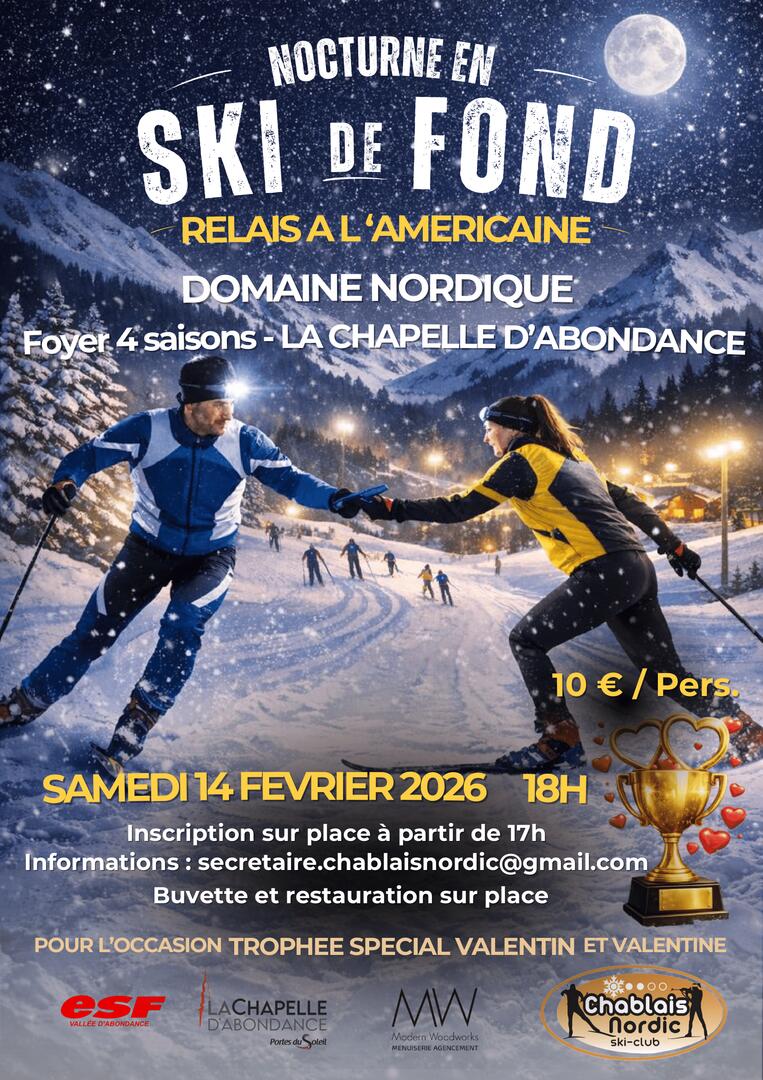 Relais à l'américaine - Course de ski de fond en nocturne_La Chapelle-d'Abondance