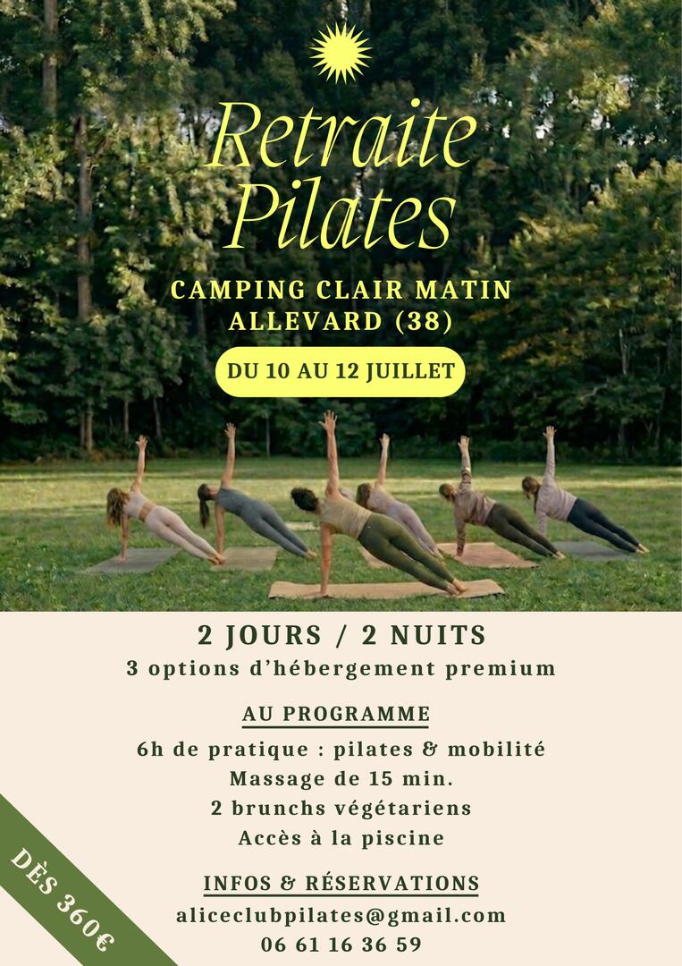 Retraite Pilates & déconnexion en Isère, du 10 au 12 juillet 2026 à Allevard