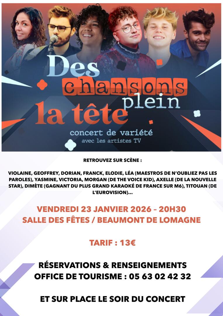 Concert "Des chansons plein la tête" - 2ème édition_Beaumont-de-Lomagne