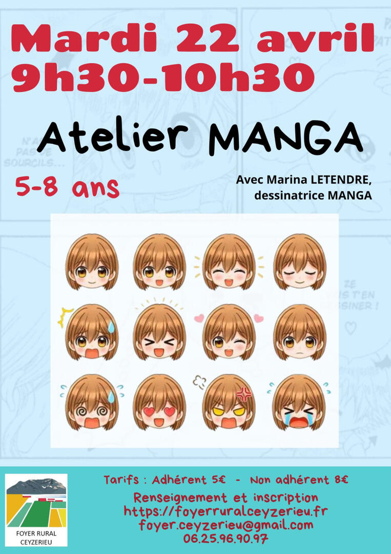 Atelier manga pour les 5-8 ans au Foyer Rural_Ceyzérieu