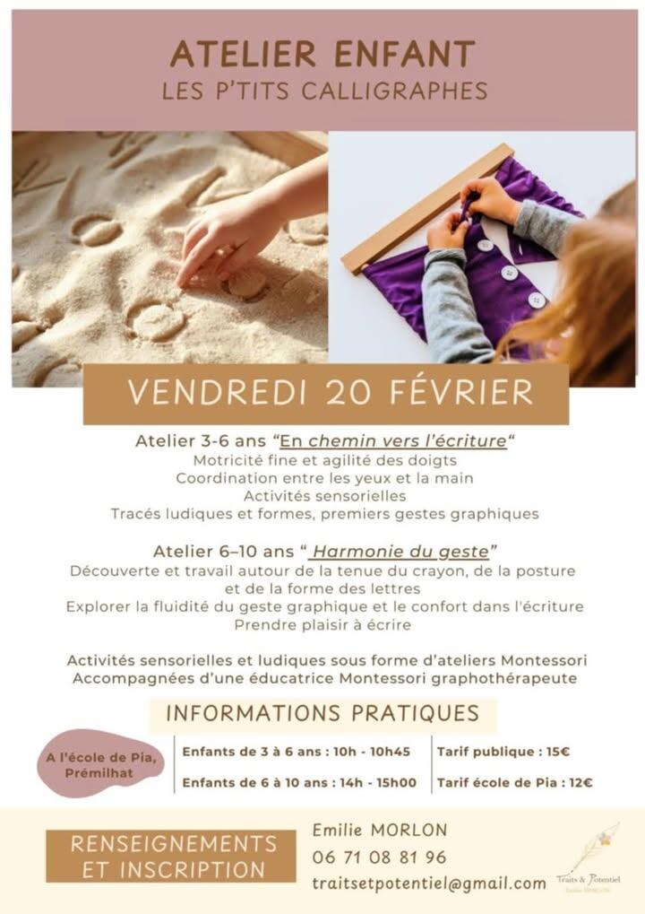 Atelier enfant : Les p'tits calligraphes 3-6 ans_Prémilhat