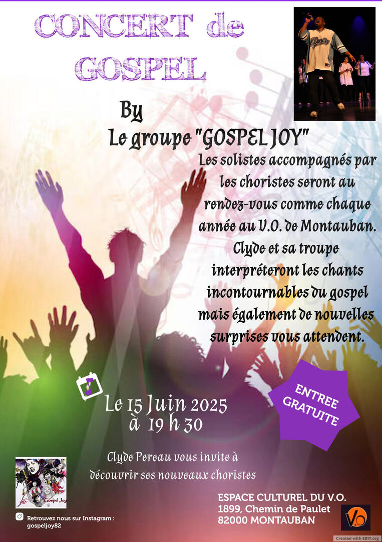 CONCERT de GOSPEL du 15 Juin 2025 au V.O. de Montauban
