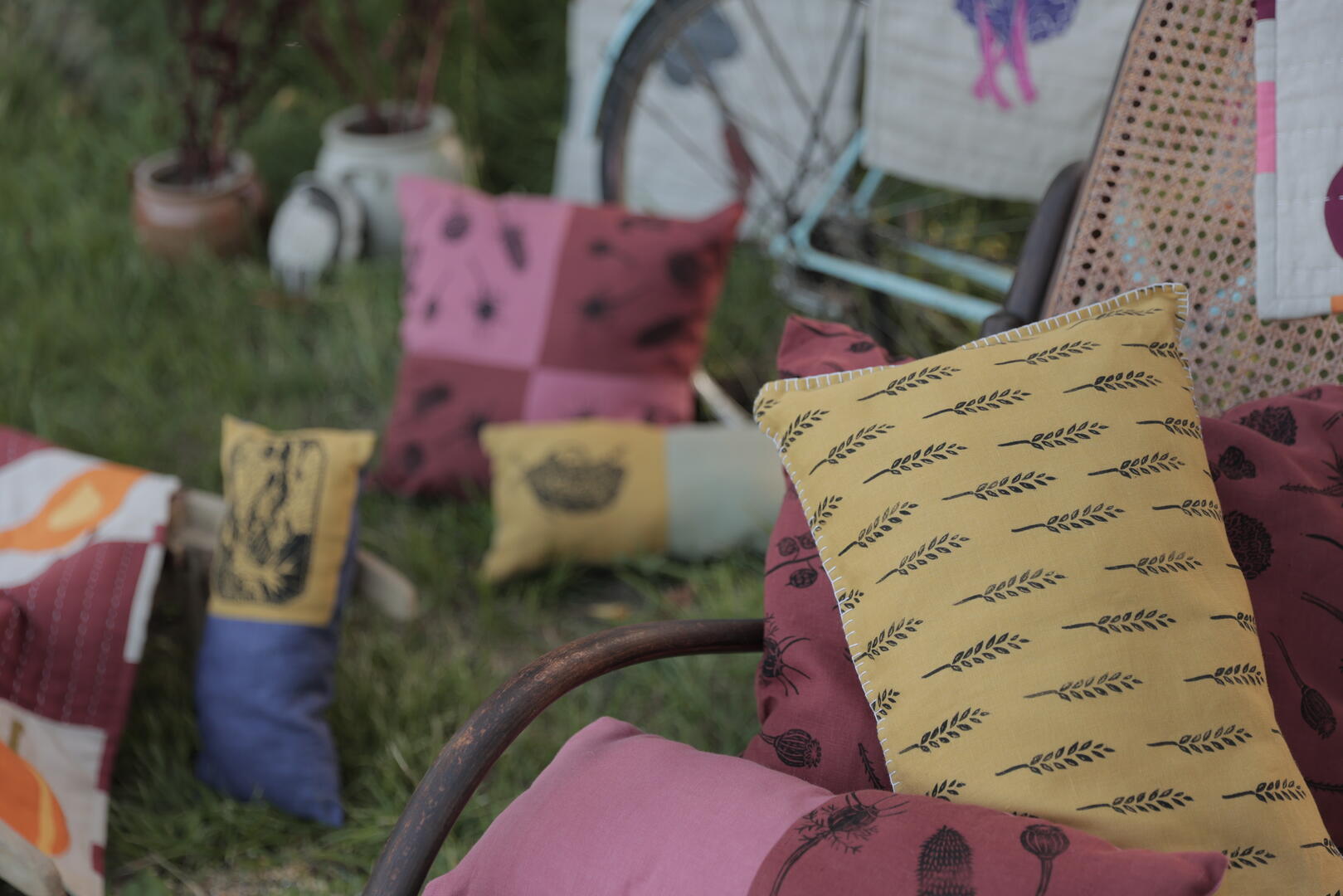 Coussins imprimés au tampon