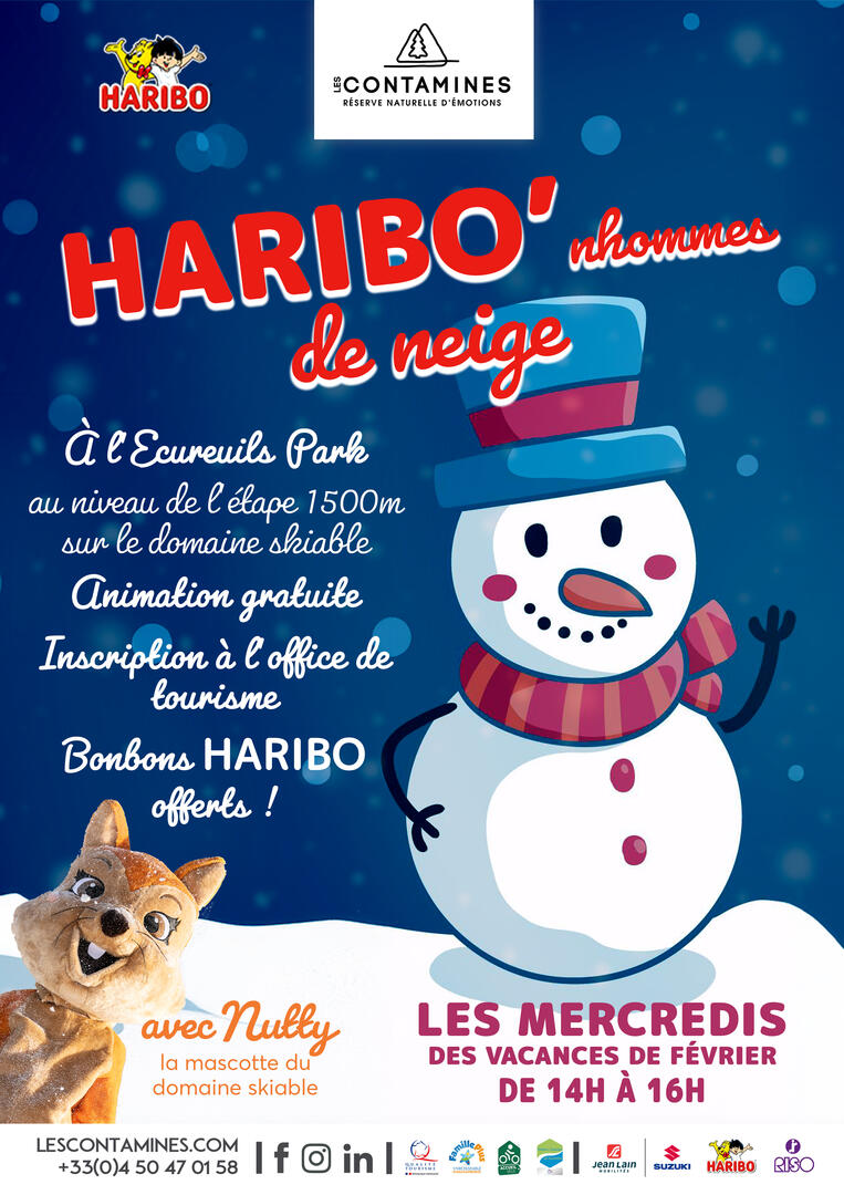 HARIBO'nhommes de neige avec Nutty à l'Ecureuil Park_Les Contamines-Montjoie