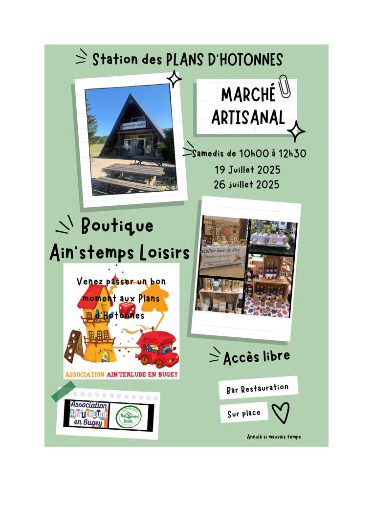 Marchés artisanaux d'été aux Plans d'Hotonnes