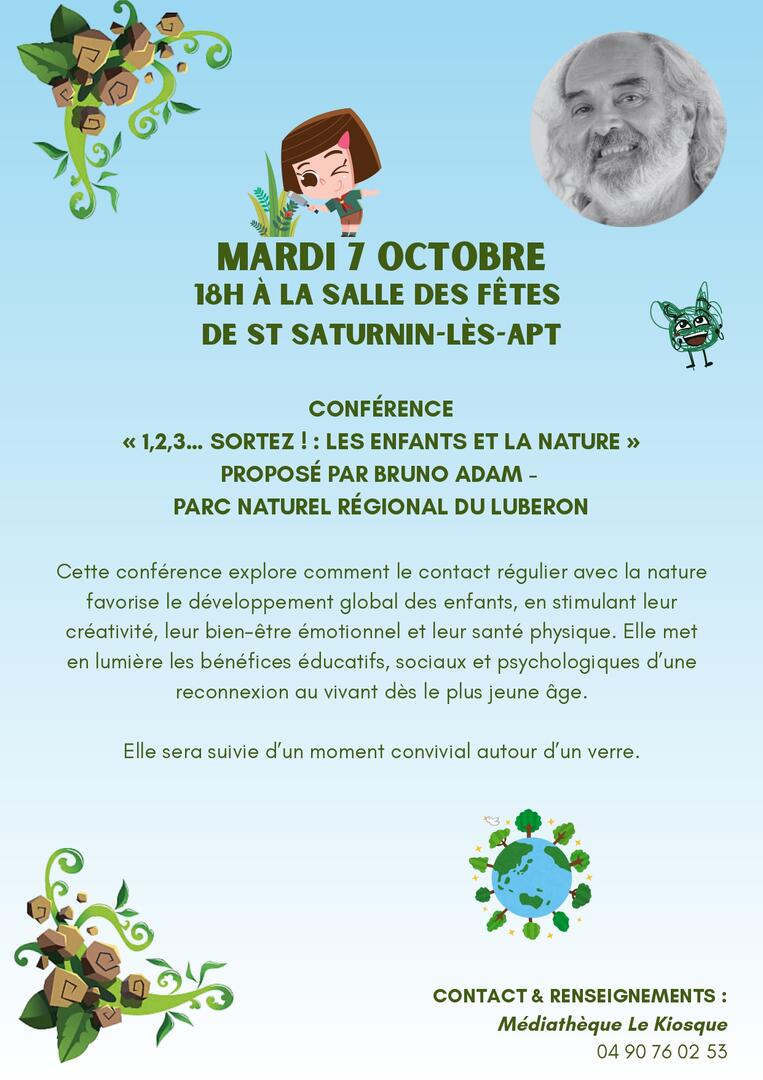 Conférence "1,2,3... Sortez ! : les enfants et la nature"