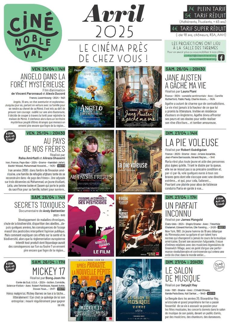 Programme Ciné Noble Val - Avril 2025_Saint-Antonin-Noble-Val
