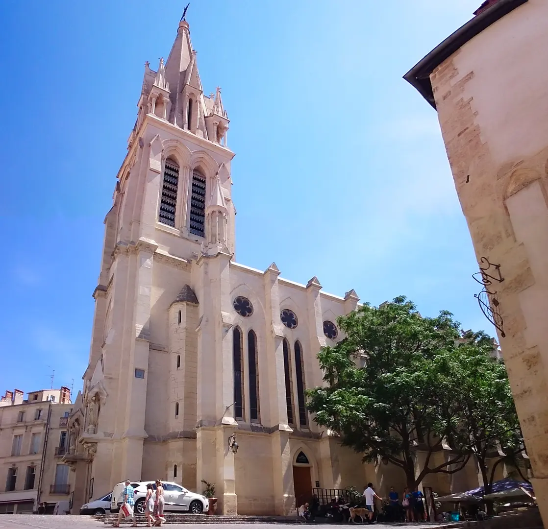 Carte Postale Ancienne Montpellier - Rue Nationale Et Clocher Sainte Anne - 34