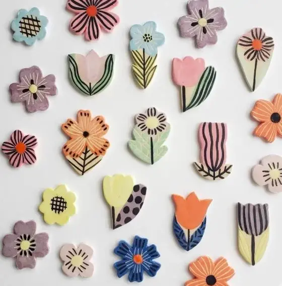Magnet fleur porcelaine