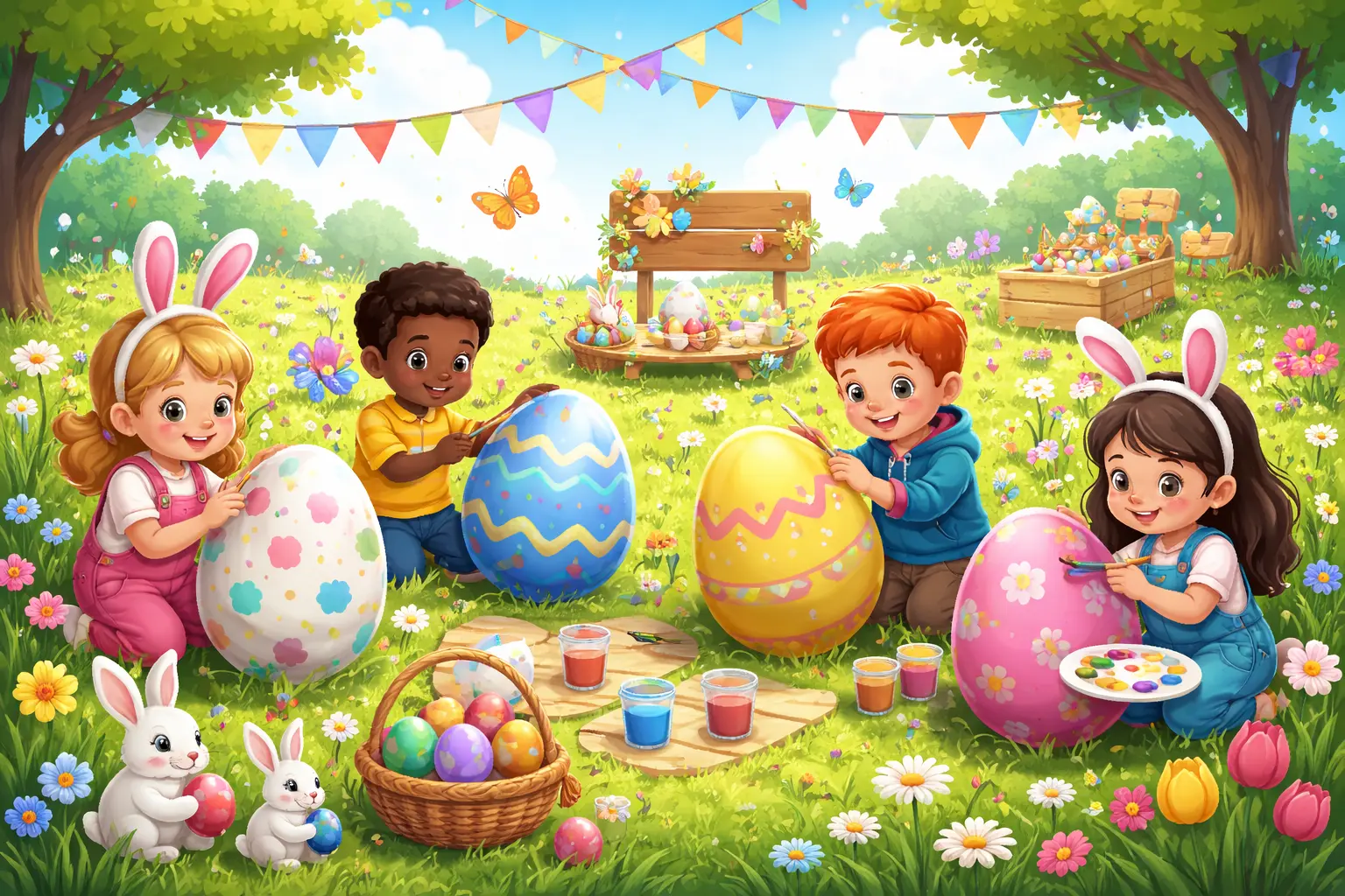 Décoration d'œufs de Pâques en plein air