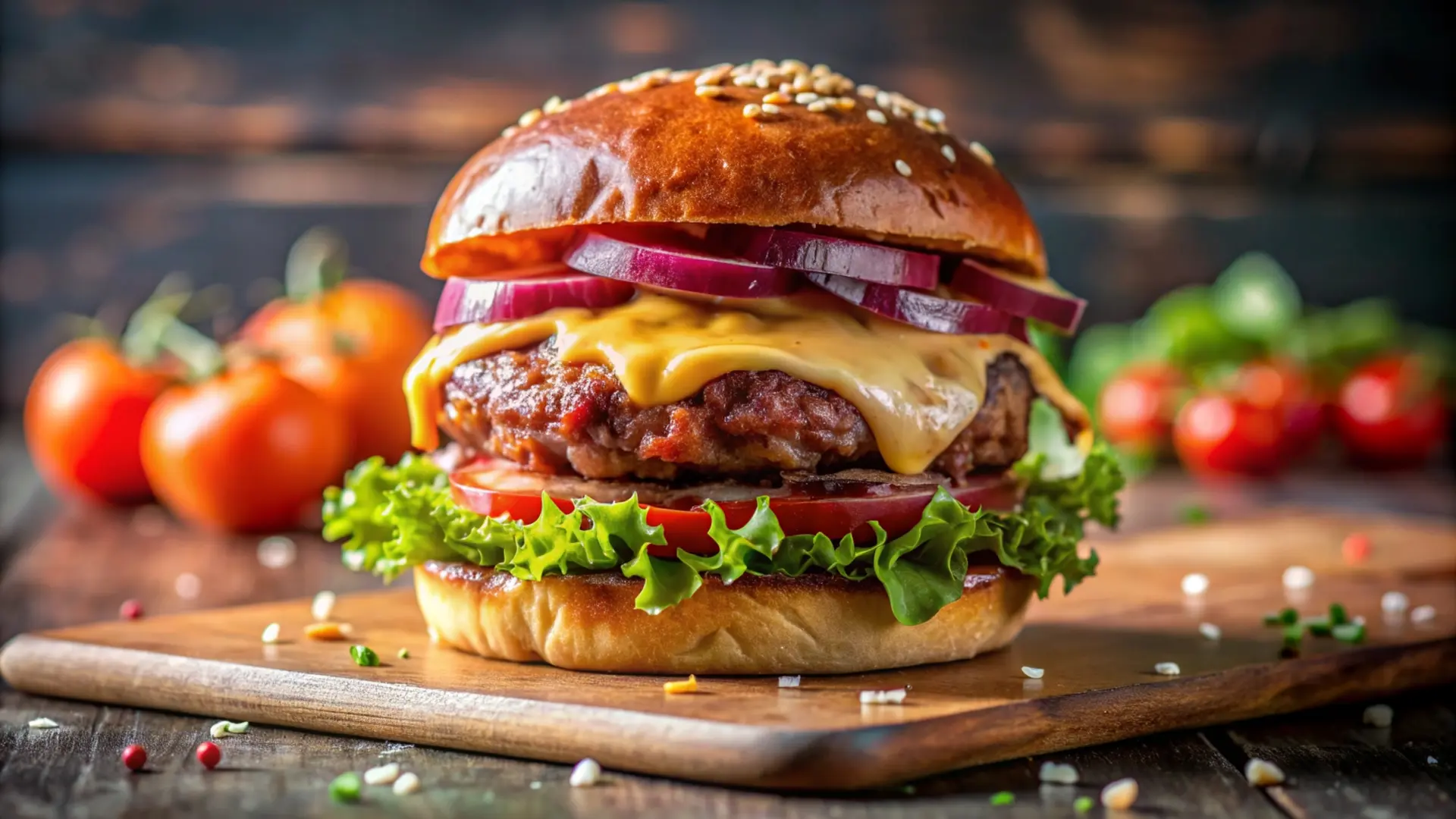 Delicious Cheeseburger with Fresh Toppings.