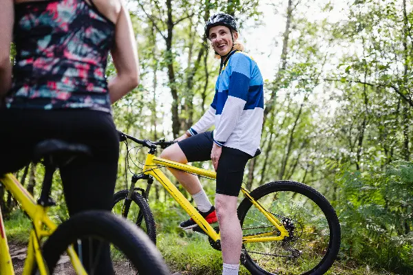 Cyclists stopping and taking a break