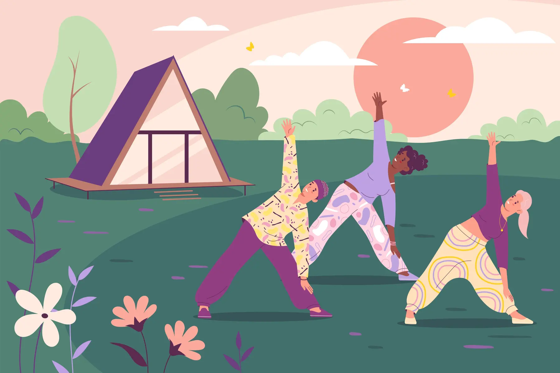 2307.q893.008.S.m009.c10.retreat spiritual practice flat illustration
