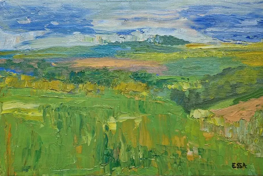 Paysage du Vexin - peinture à l'huile au couteau