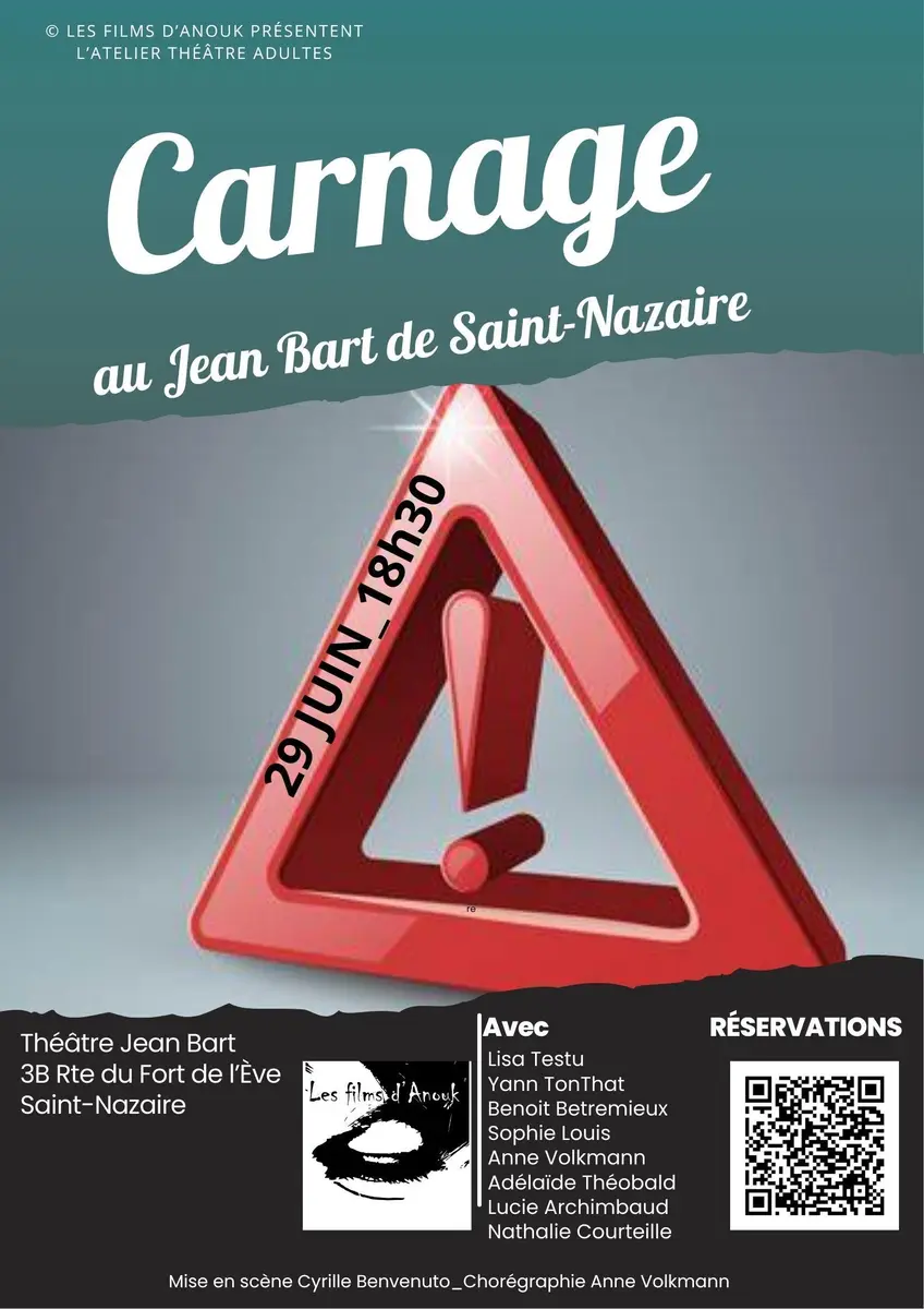 Carnage au Théâtre Jean Bart le 29 juin à 18h30