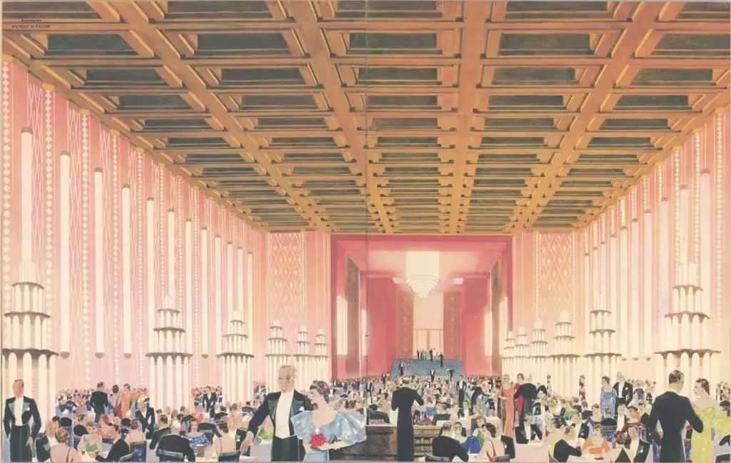 Salle à manger de première classe du paquebot Normandie