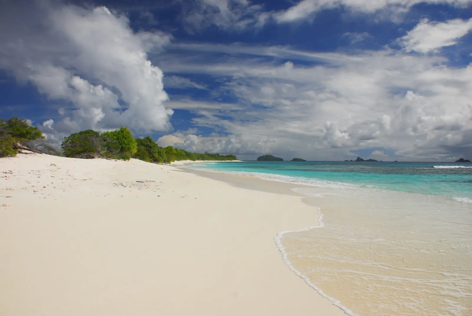 Plage De Sable Blanc Sur Un Motu Îles Gambier