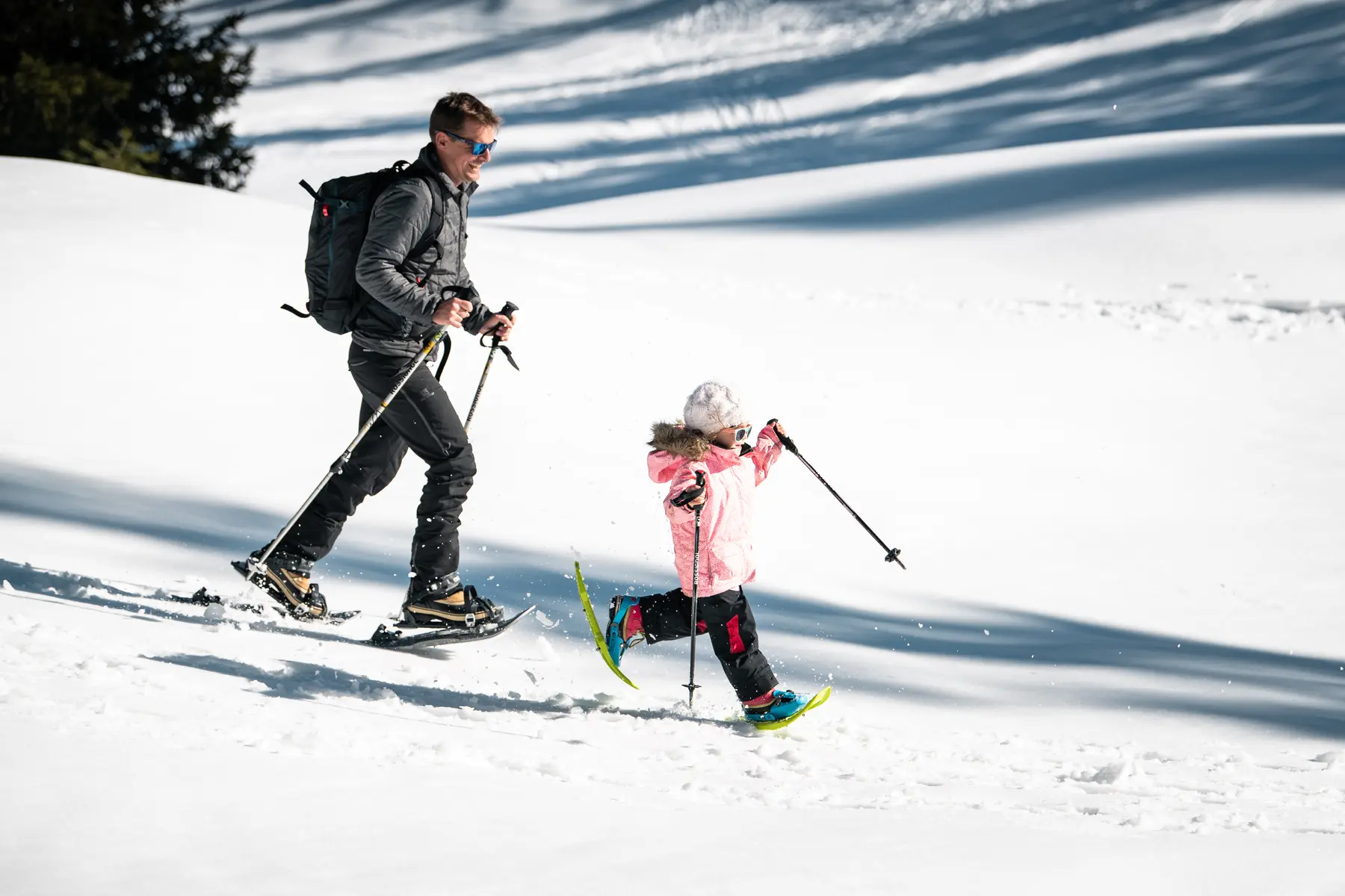 Raquettes avec enfant