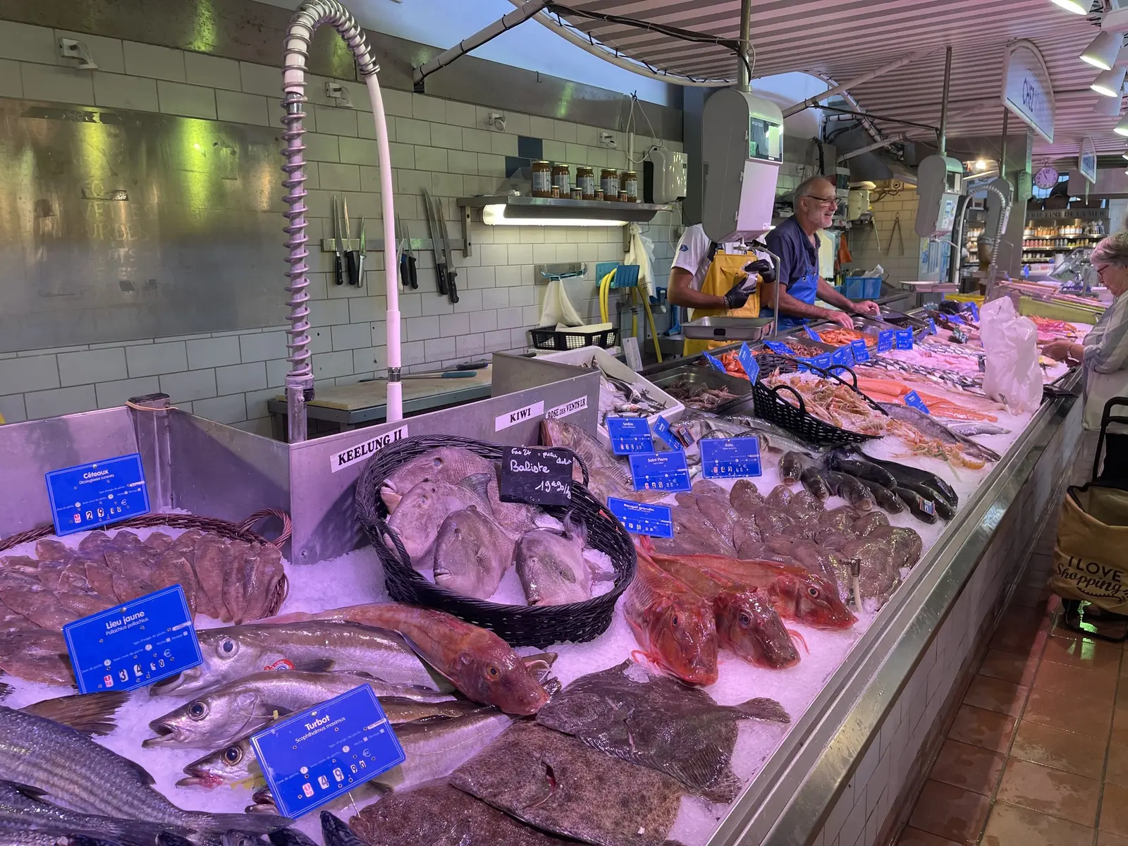 Fish stall in the covered market hall