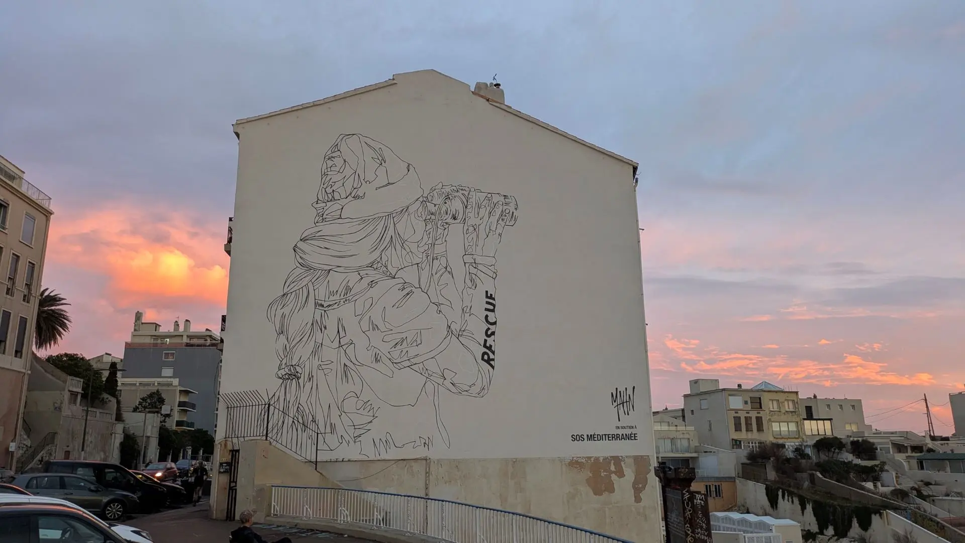 fresque soutien à SOS Mediterranée
