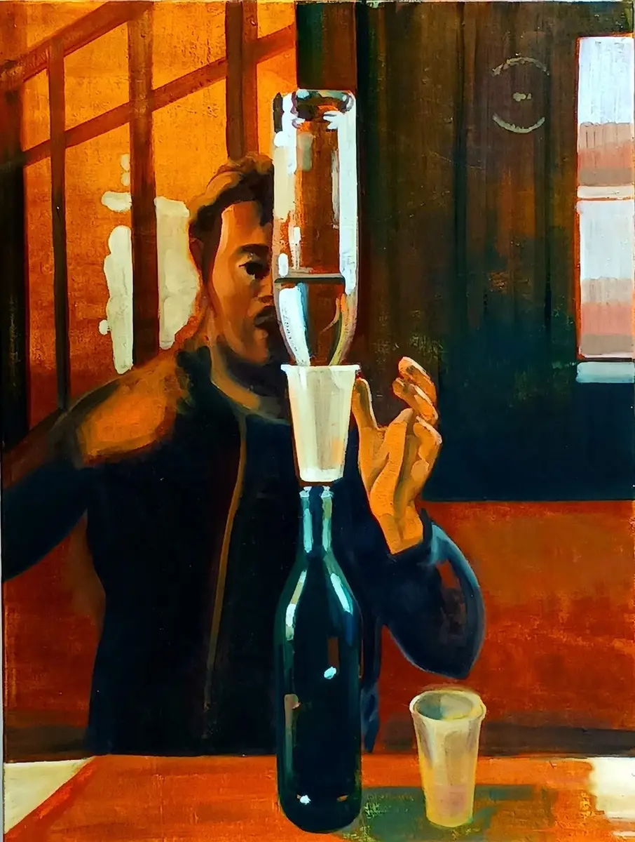 2010 Blanc sur rouge peinture sur toile