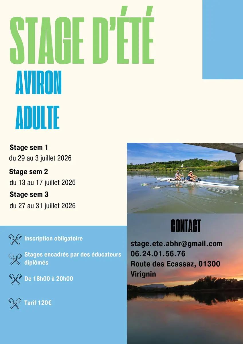 Stage d'été d'aviron pour adultes