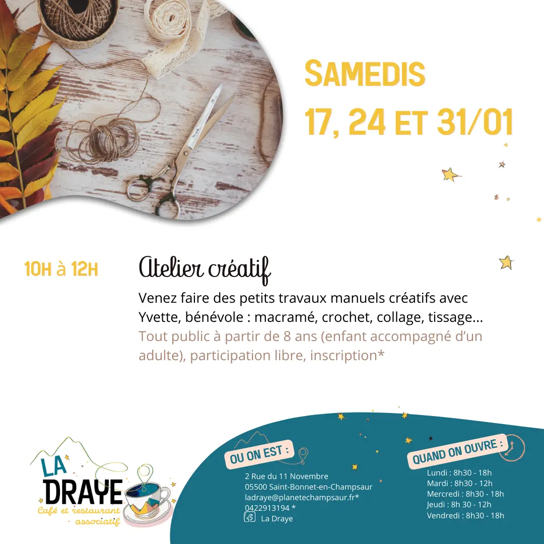 Atelier créatif à la Draye