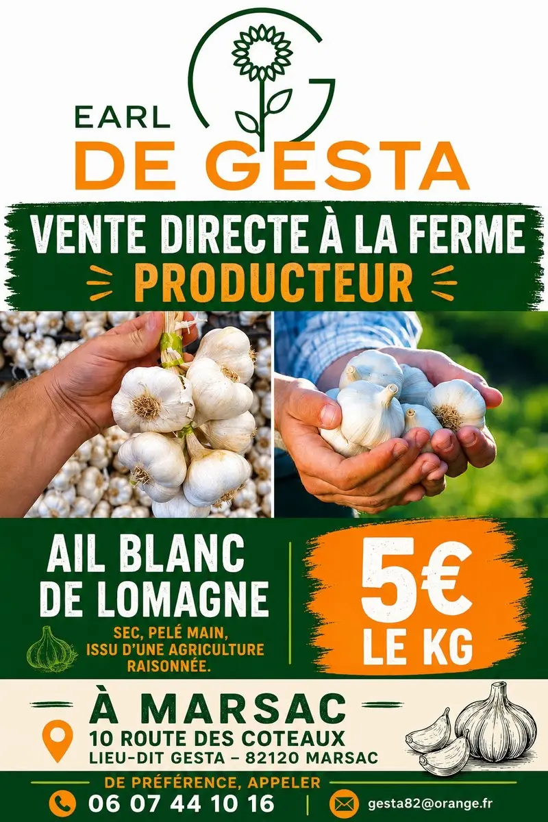 Ferme de Gesta, production d'ail