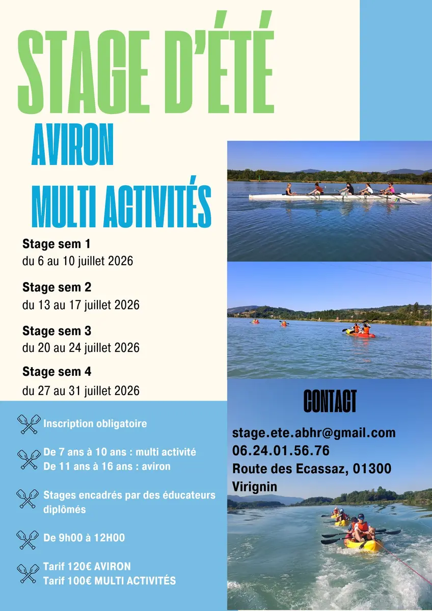 Stage d'été aviron et multiactivités pour les 7-10 ans et les 11-16 ans_Virignin