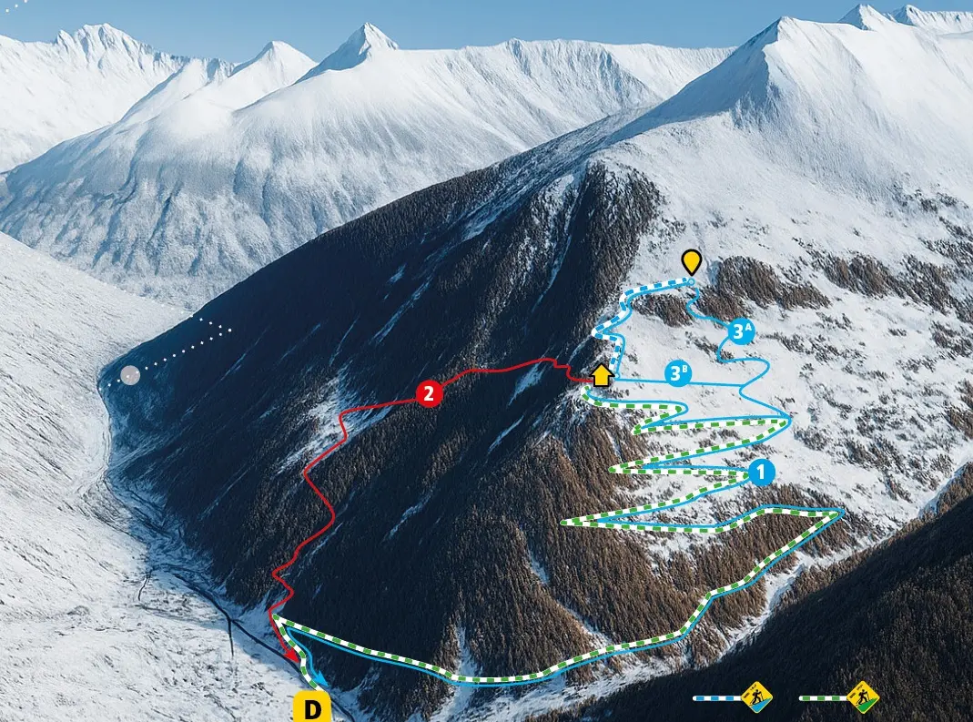 Itinéraire de ski de rando balisé - Aiguilles