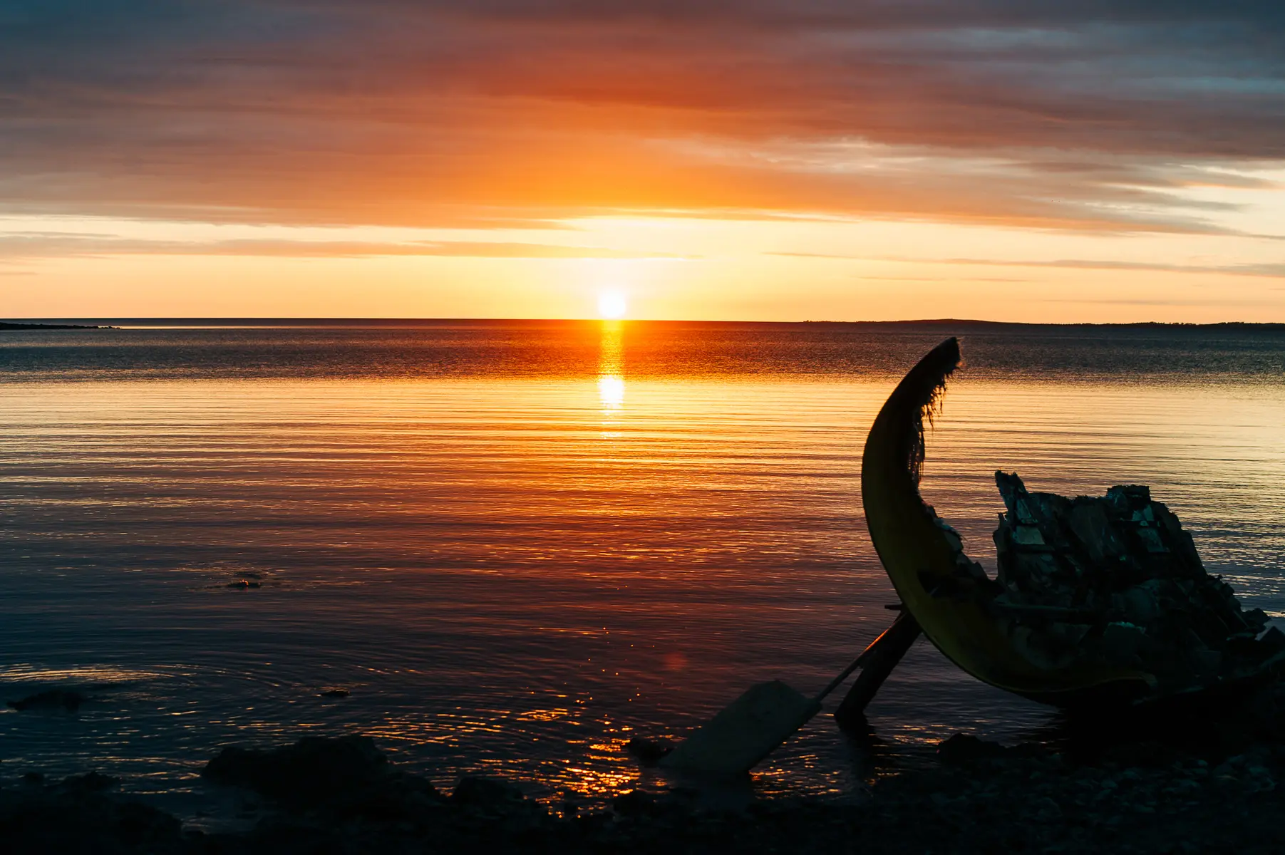 plage, coucher de soleil, Voh, Gatope