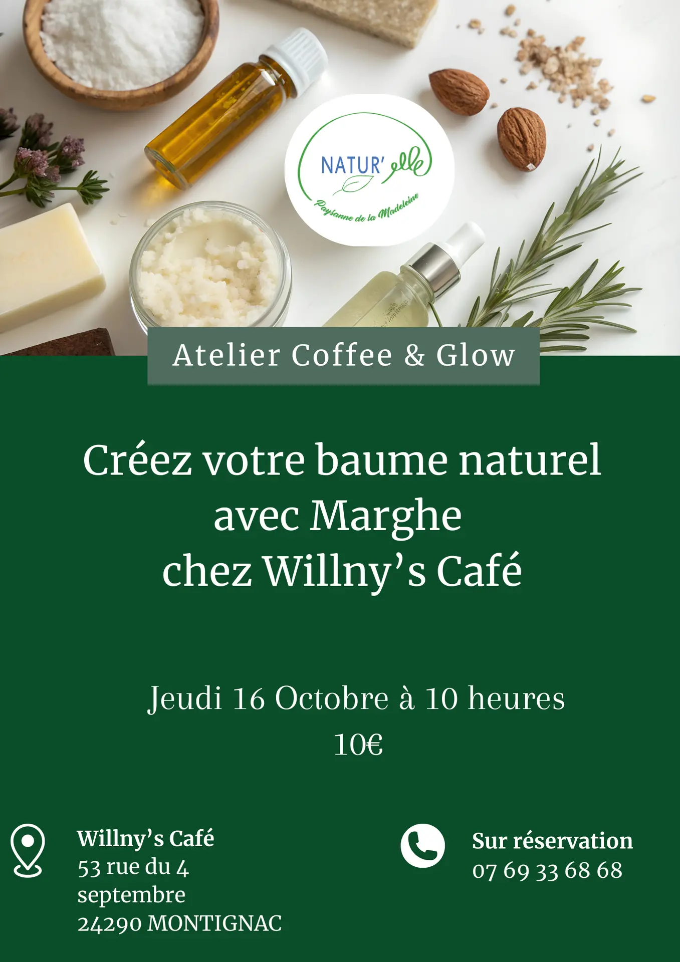 Flyer activité créative atelier création bouquet fleuriste vert naturel minimaliste - 1