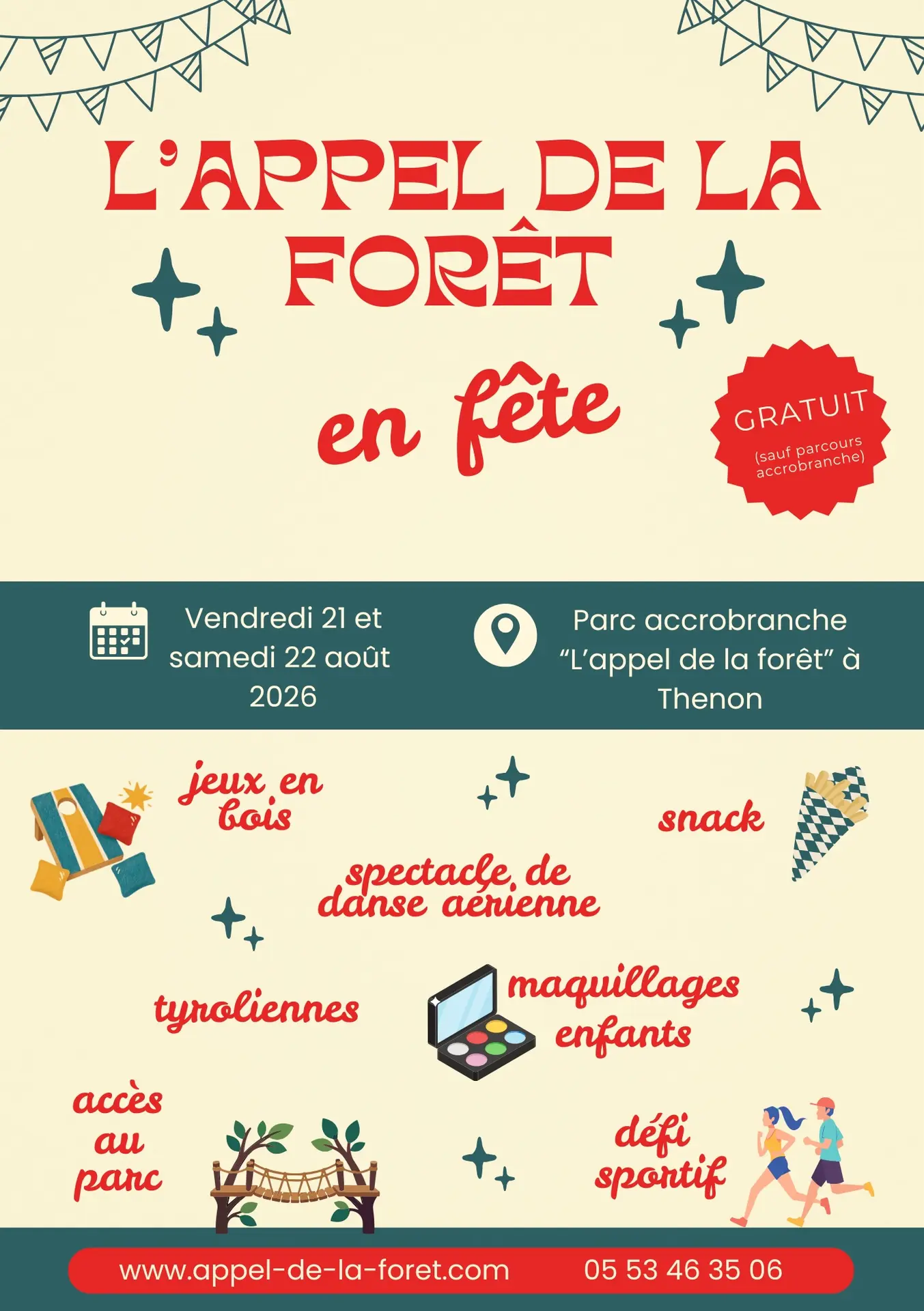 Red and Beige Illustrated Family Fun Fair Instagram Post (Livret (petit)) - 1