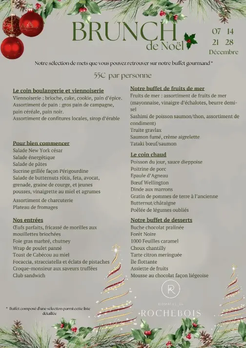 Brunch Noel Rochebois menu