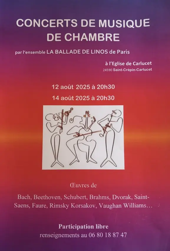 Concert musique de chambre Carlucet 12 et 14 Août 2025