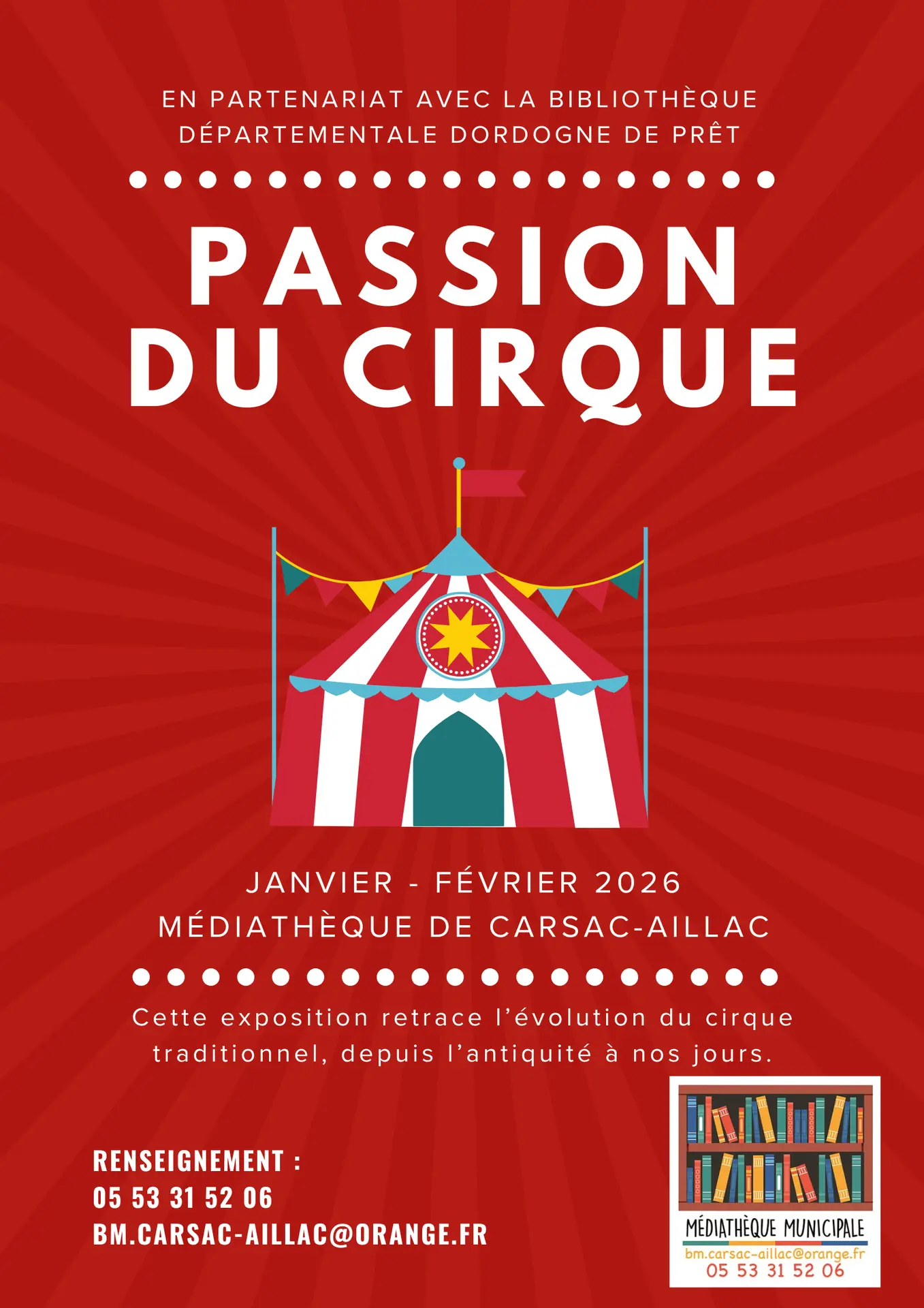 Rouge Motif Cirque Chapiteau Carnaval Affiche - 1