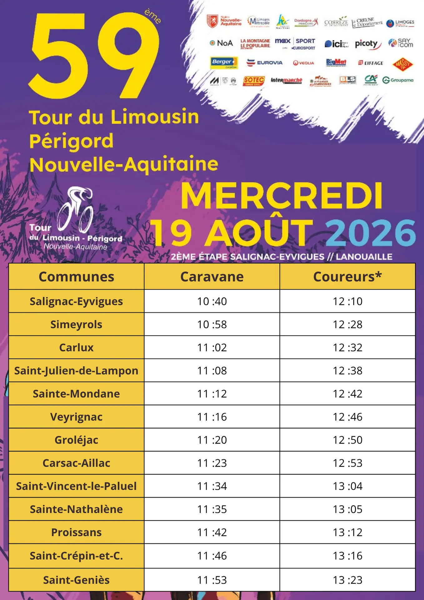 TOUR DU LIMOUSIN_affiches communes - HEURES DE PASSAGE