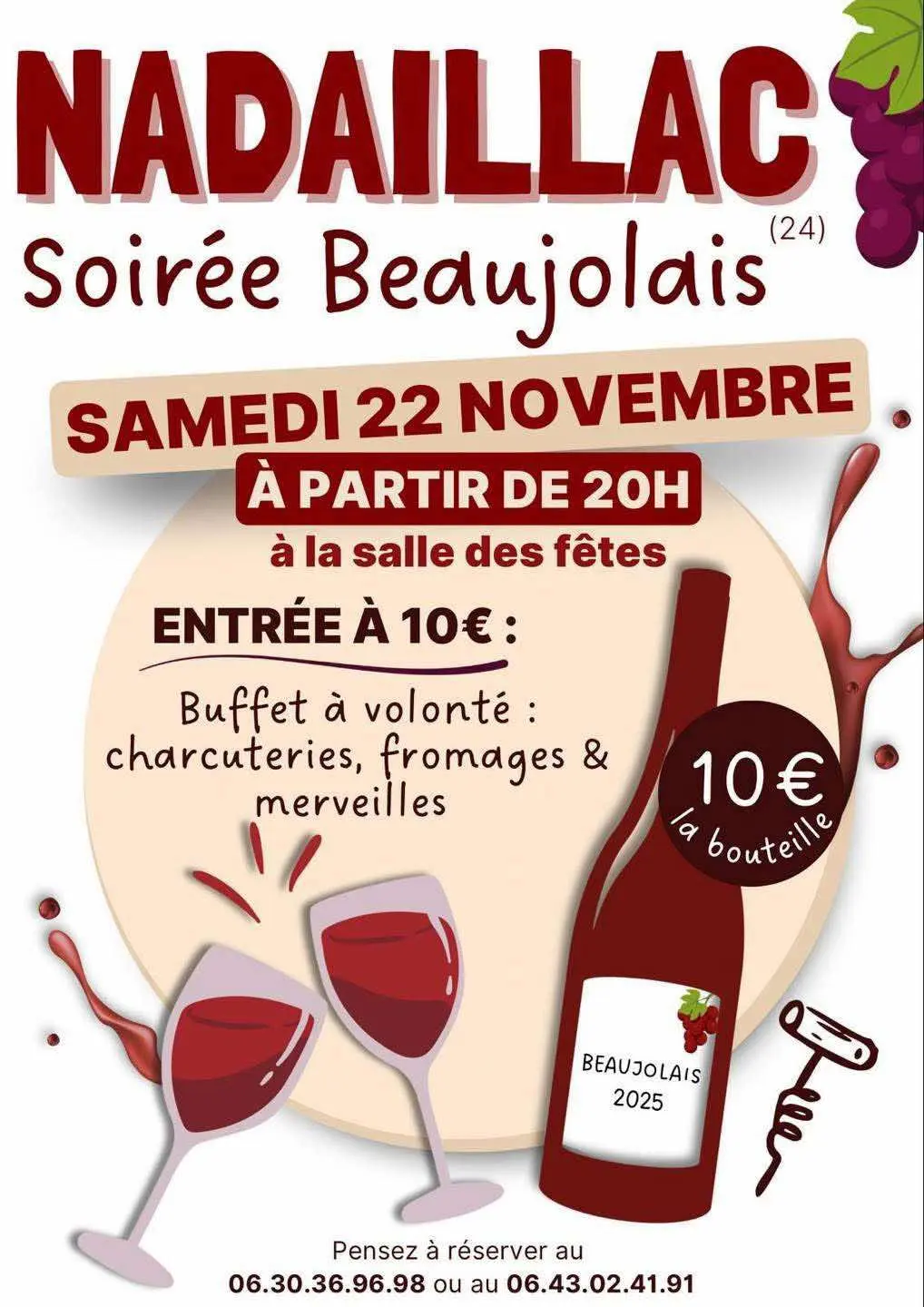 Soirée Beaujolais Nadaillac 22 novembre