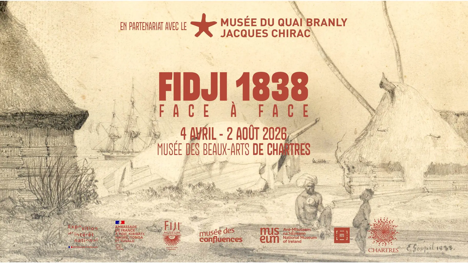 affiche de l'exposition Fidji 1838 - Face à face