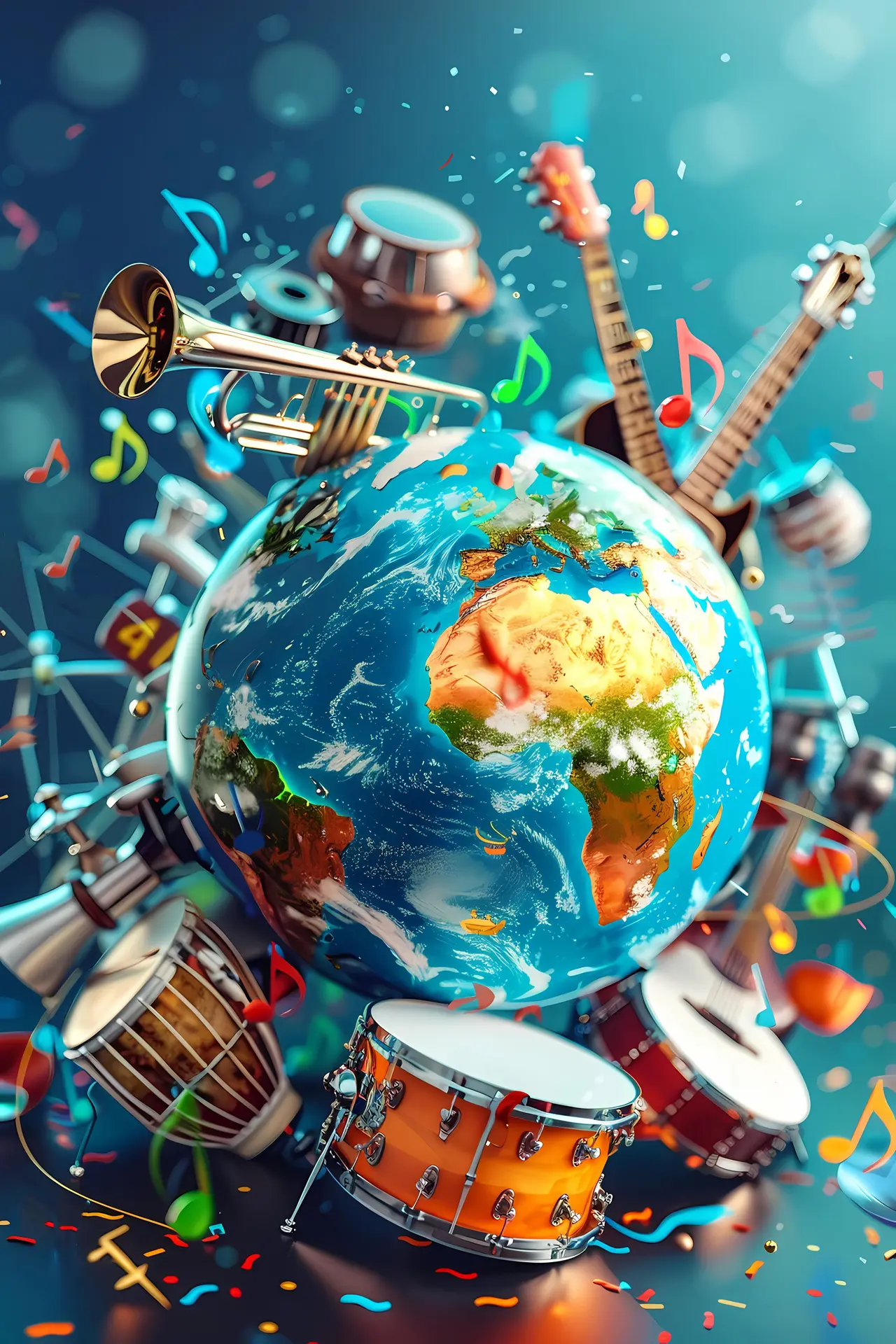 3d-realistic-globe-with-musical-elements