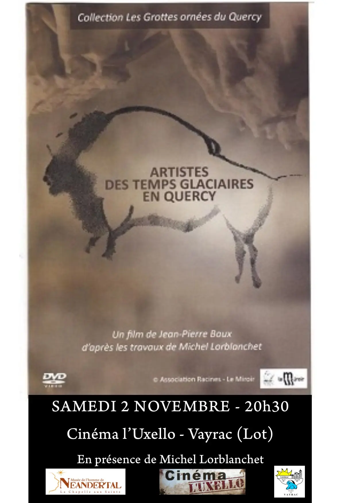 Affiche cinéma et préhistoire - Artistes des temps glaciaire en Quercy- 02-11