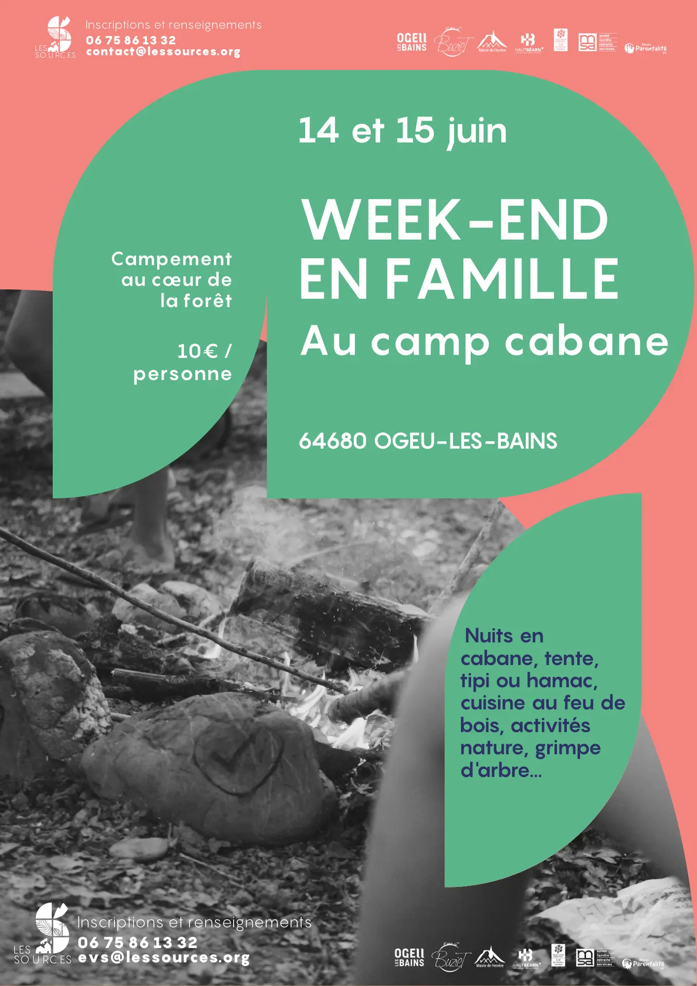 SEJOURS ET WE FAMILLES CAMP CABANE - Affiche week-end famille