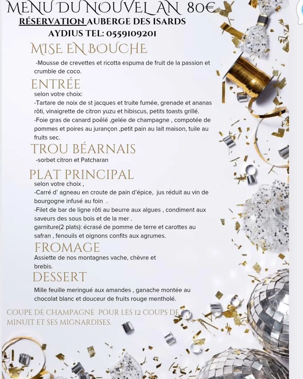 Réveillon auberge des isards